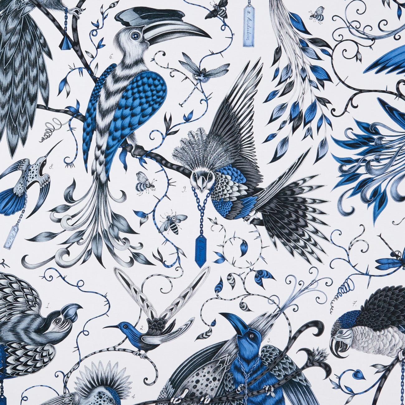 Audubon Blue Fabric by Clarke & Clarke