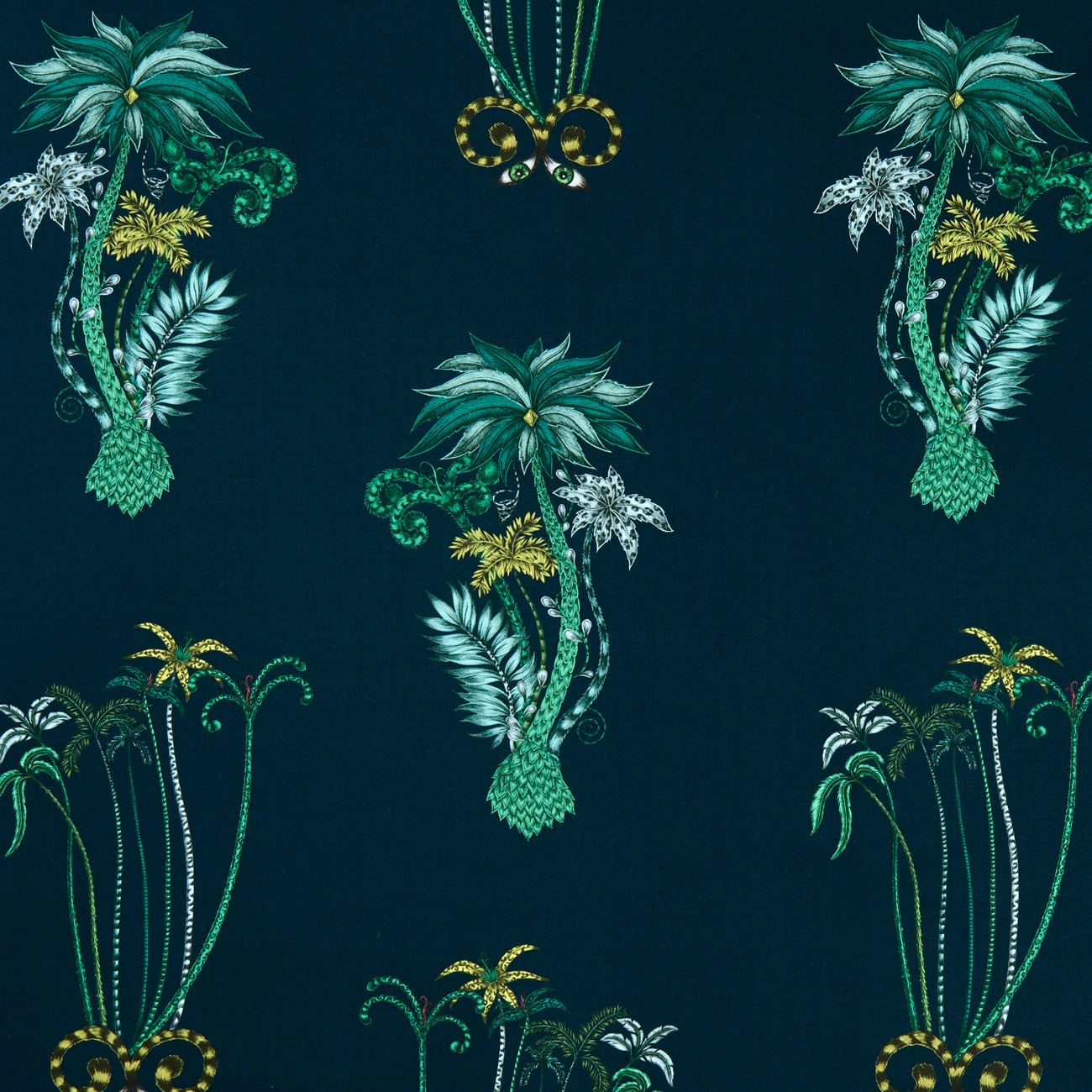 Jungle Palms Navy Fabric by Clarke & Clarke