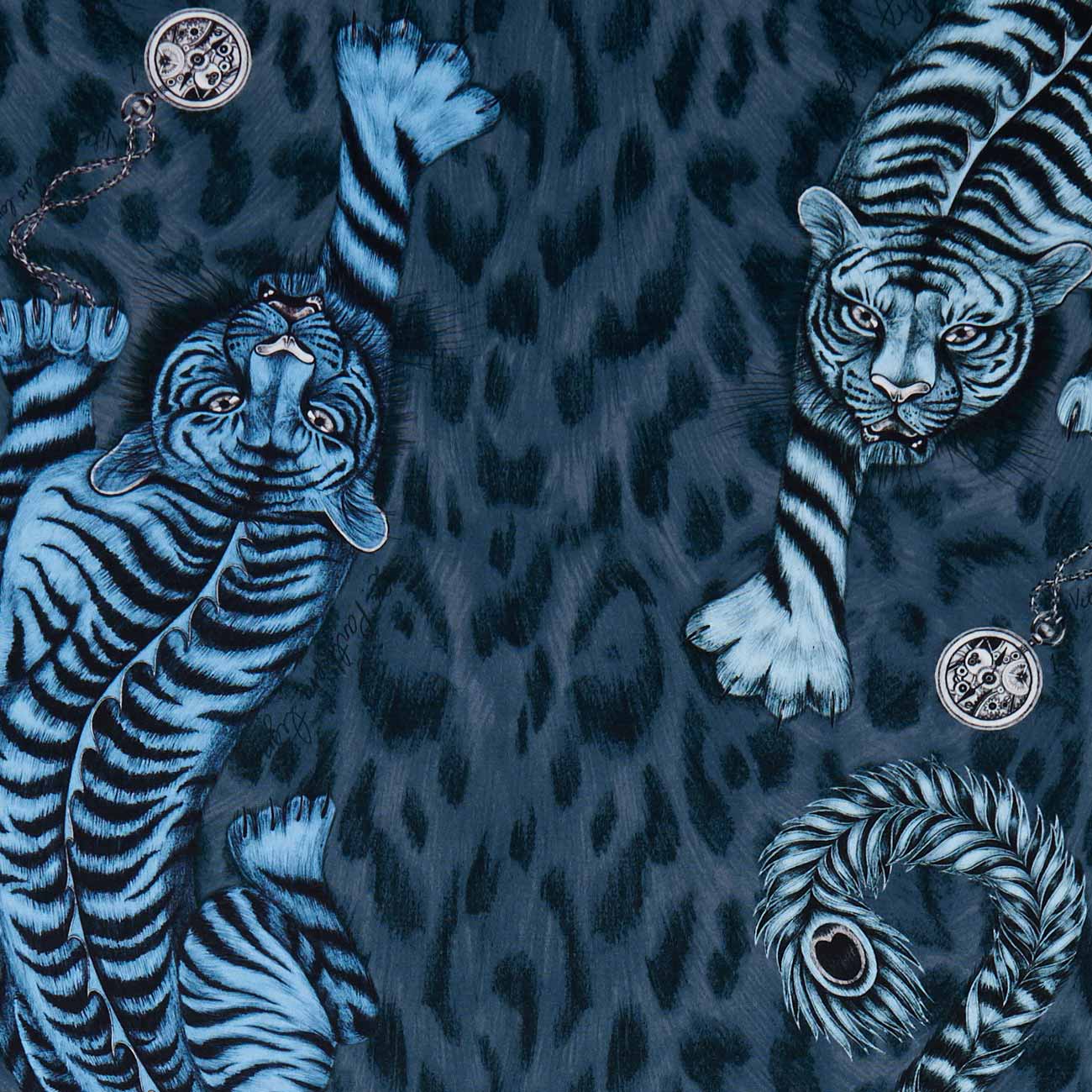 Tigris Navy Fabric by Clarke & Clarke