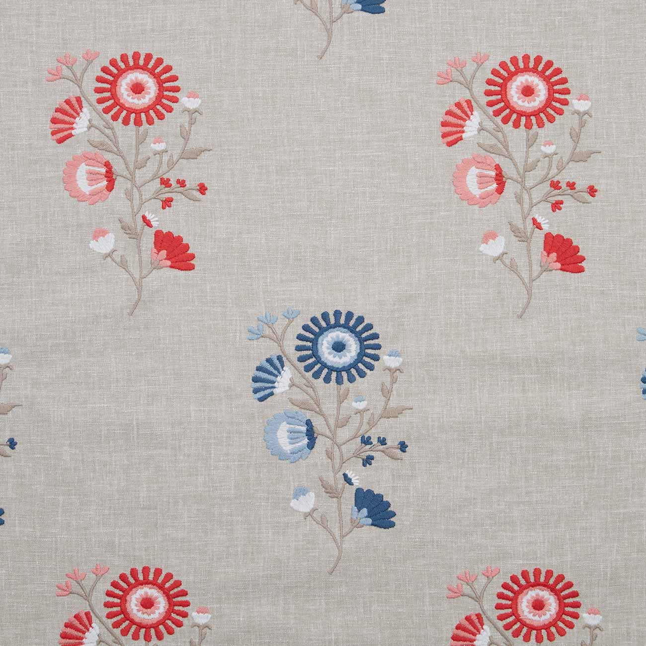 Arla Coral/Denim Fabric by Clarke & Clarke