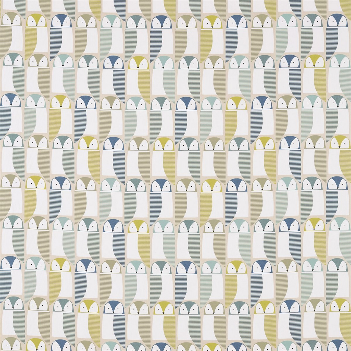 Barnie Owl Limeade/Hemp/Glacier Fabric by Scion
