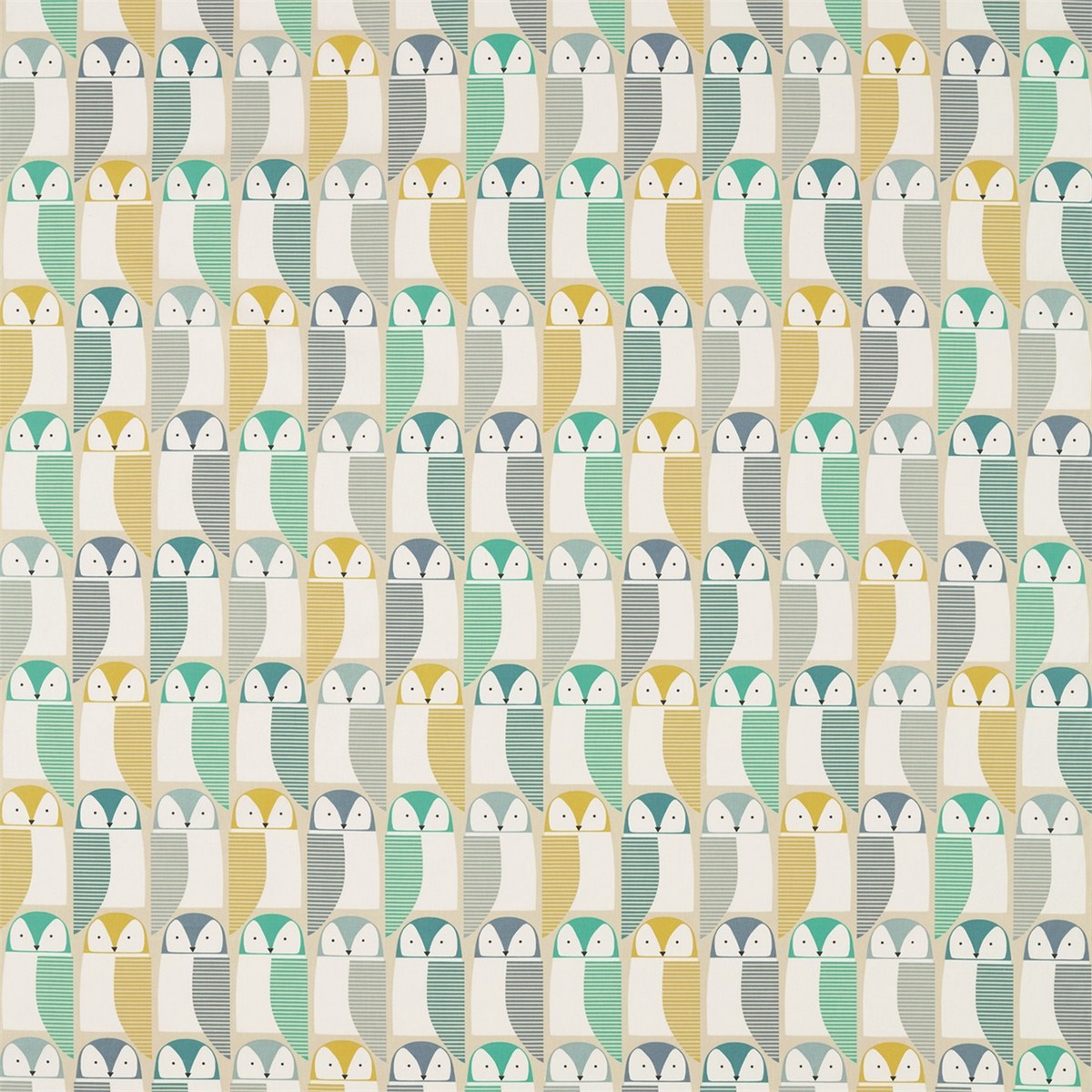 Barnie Owl Jade/Sunshine/Forest Fabric by Scion