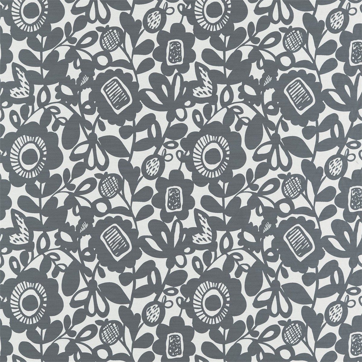 Kukkia Charcoal Fabric by Scion