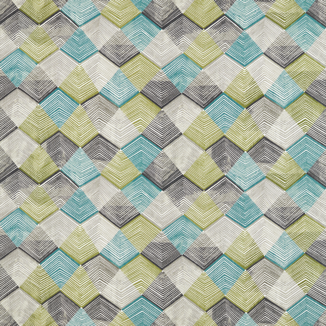 Rhythm Teal/Linden/Charcoal Fabric by Harlequin