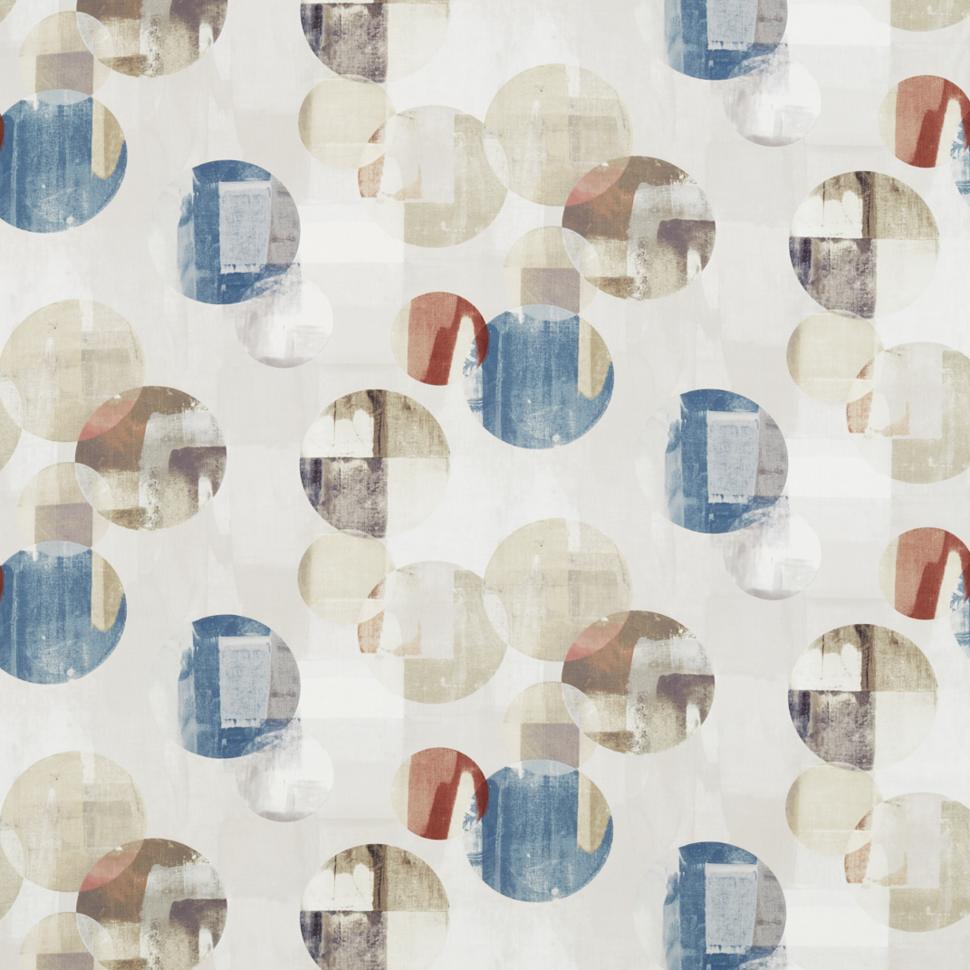 Rondure Denim/Brick/Slate Fabric by Harlequin