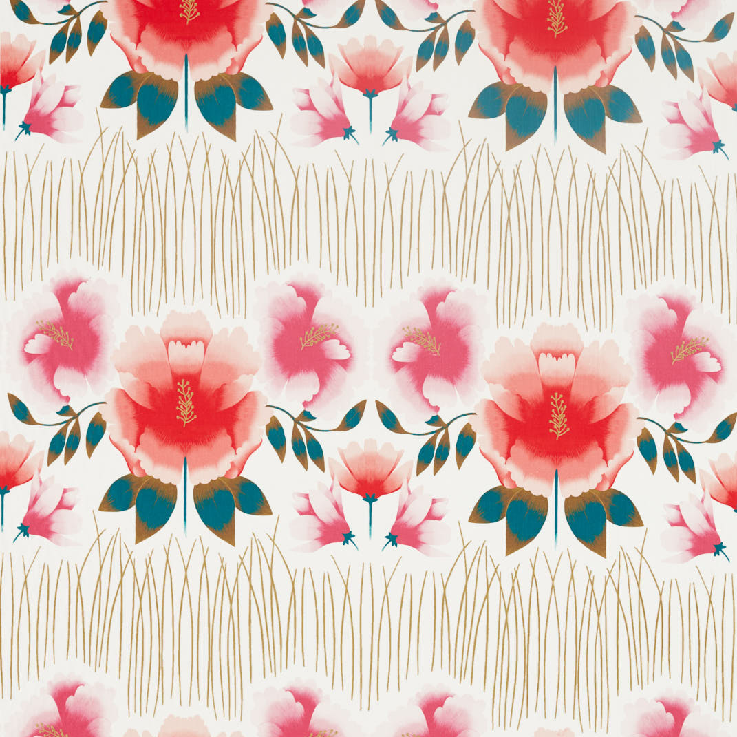 Zapara Pomegranate/Lagoon Fabric by Harlequin
