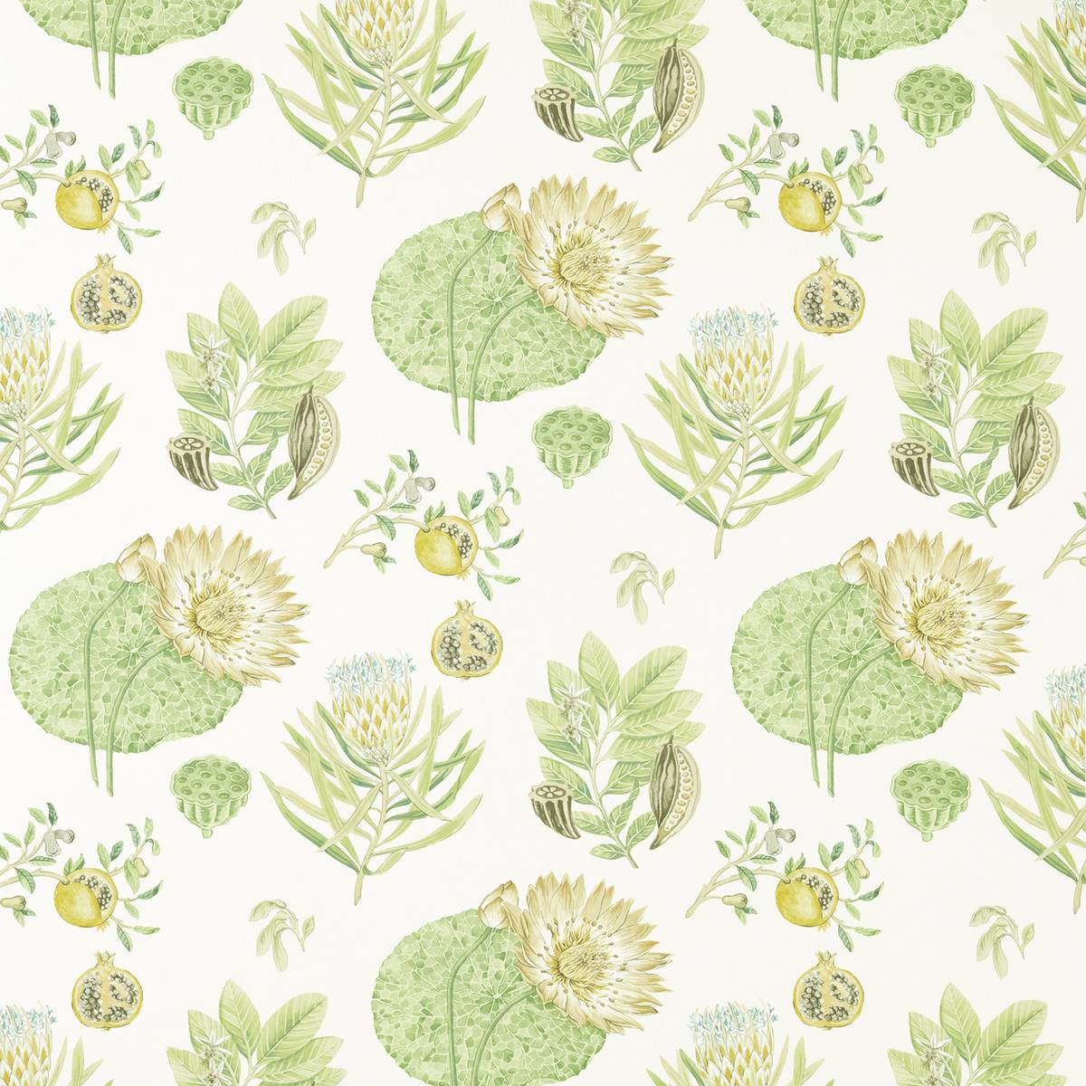 Lily Bank Garden Green Fabric by Sanderson