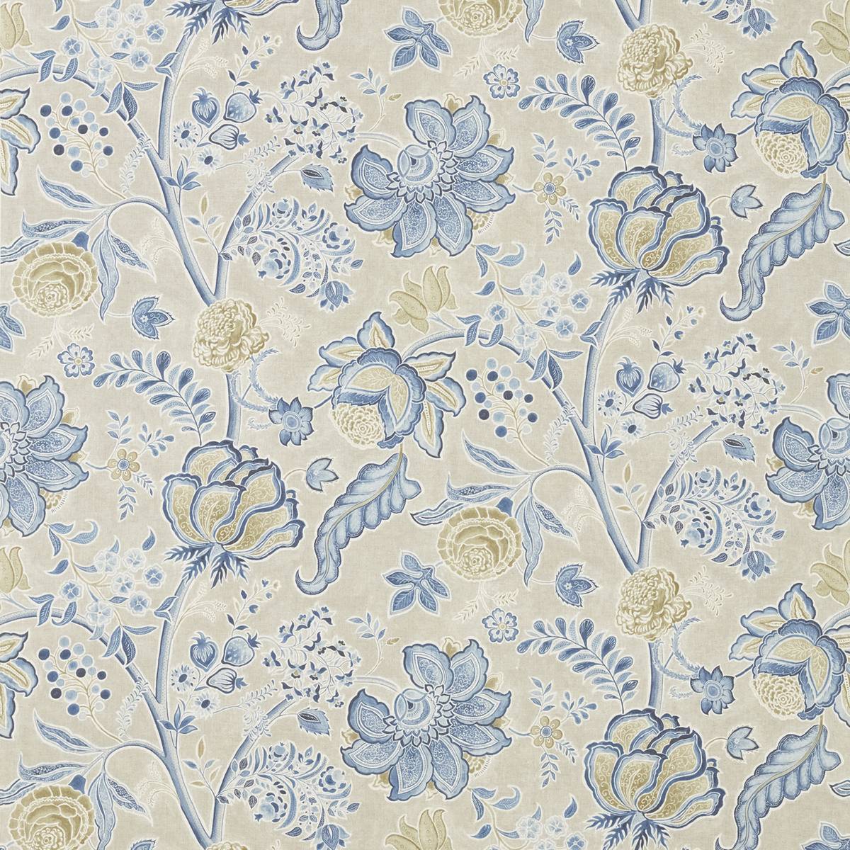 Shalimar China Blue/Linen Fabric by Sanderson