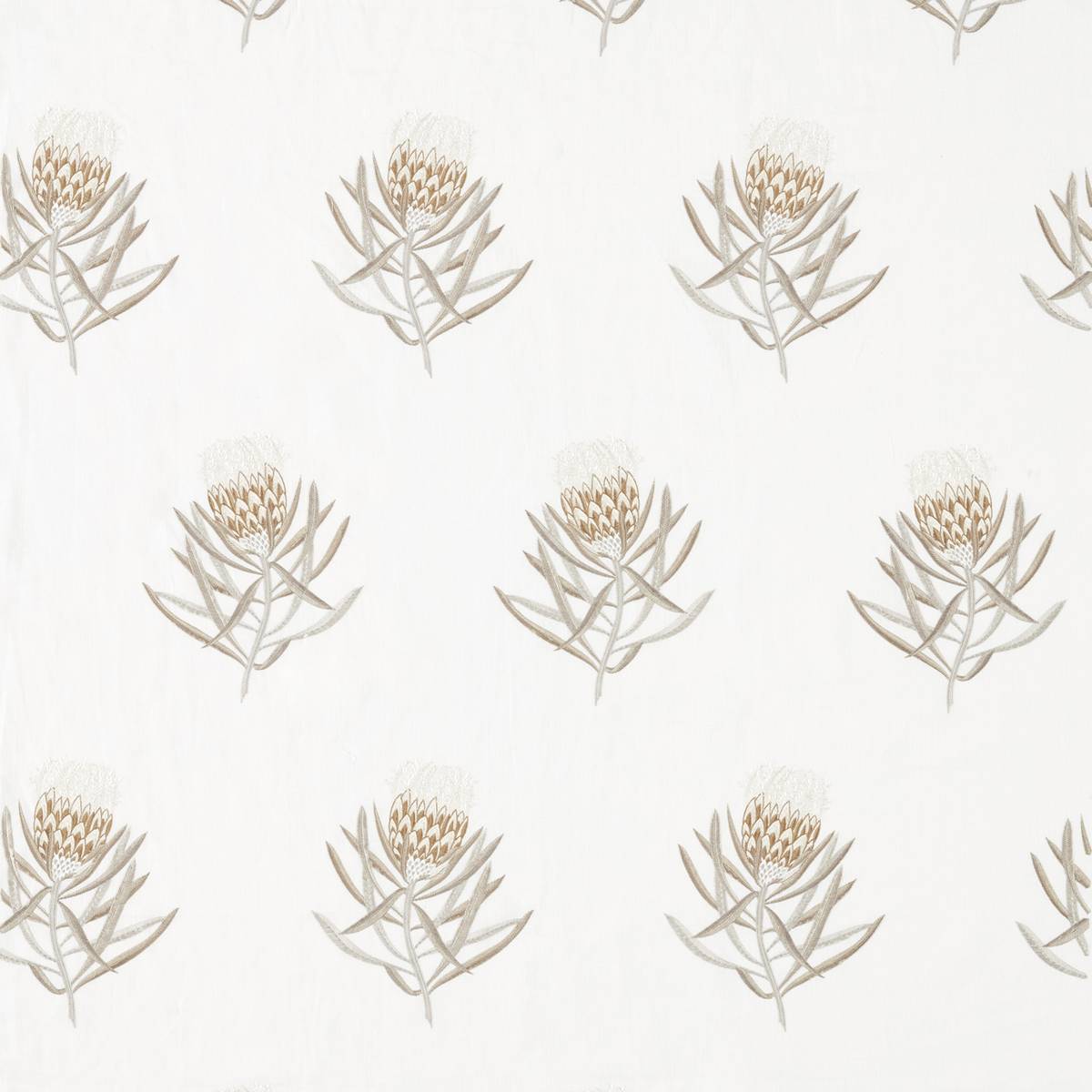 Protea Flower Gold Fabric by Sanderson