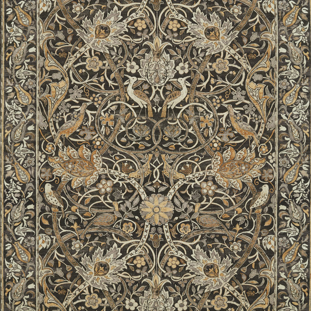 Bullerswood Charcoal/Mustard Fabric by William Morris & Co.