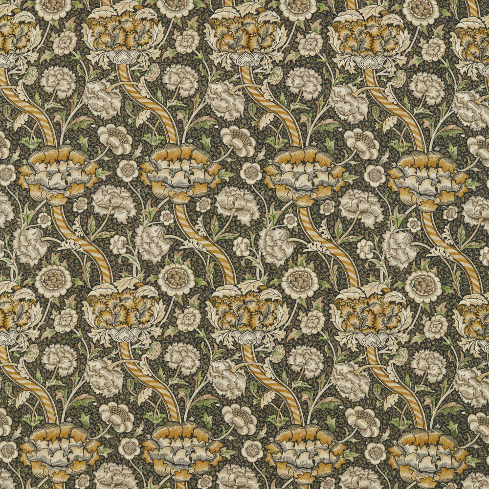 Wandle Charcoal/Mustard Fabric by William Morris & Co.