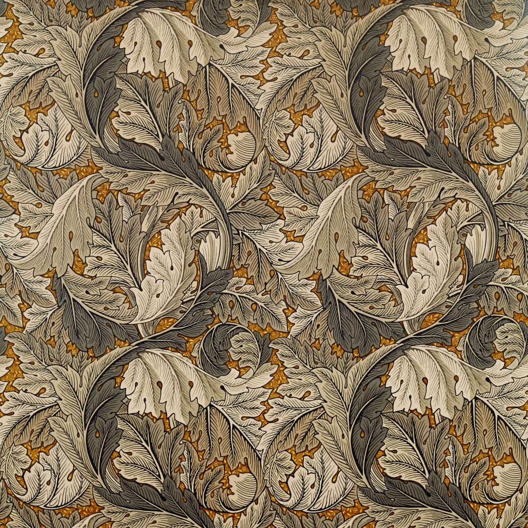 Acanthus Mustard/Grey Fabric by William Morris & Co.
