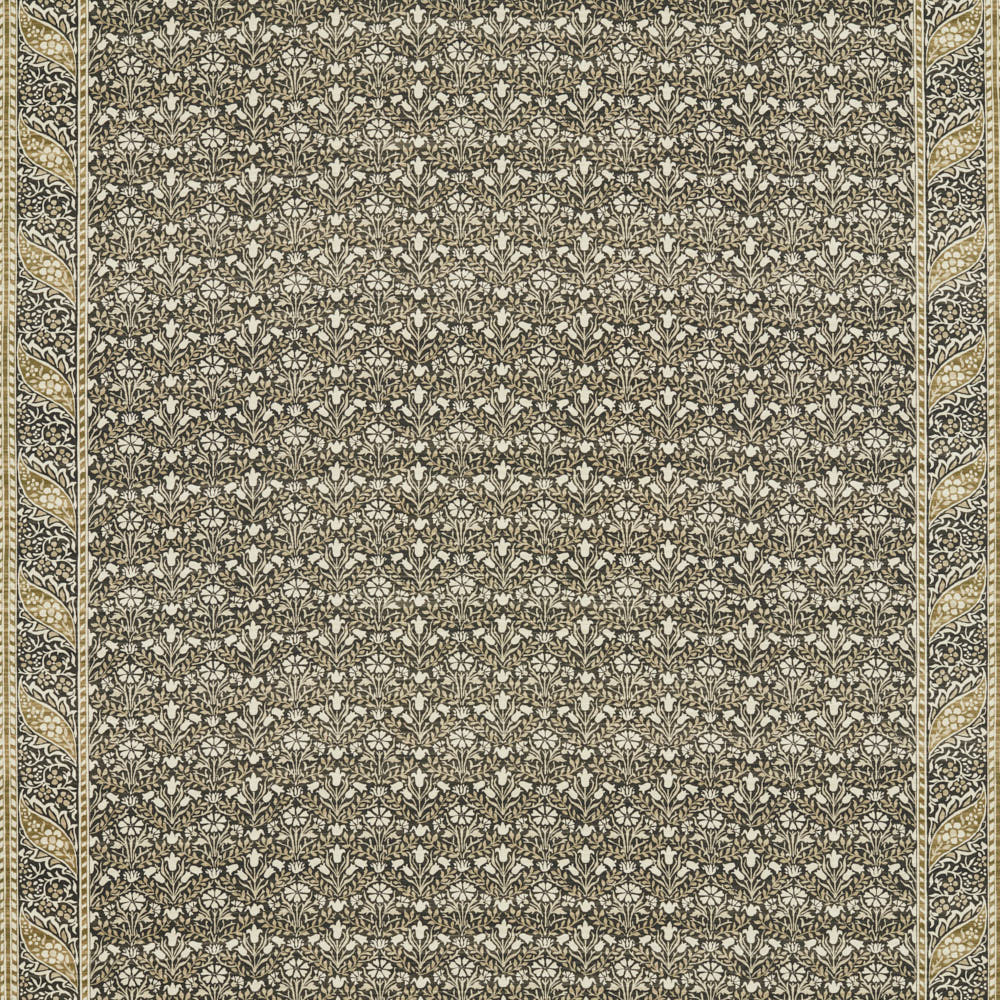 Morris Bellflowers Charcoal/Olive Fabric by William Morris & Co.