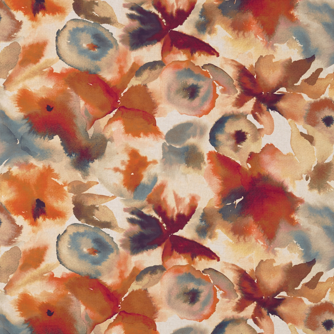 Flores Rust/Ruby/Nordic Blue Fabric by Harlequin