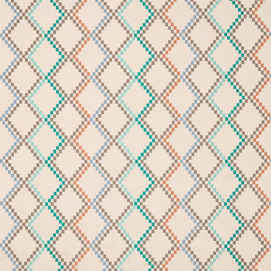 Mosaico Tangerine/Emerald/Mink Fabric by Harlequin