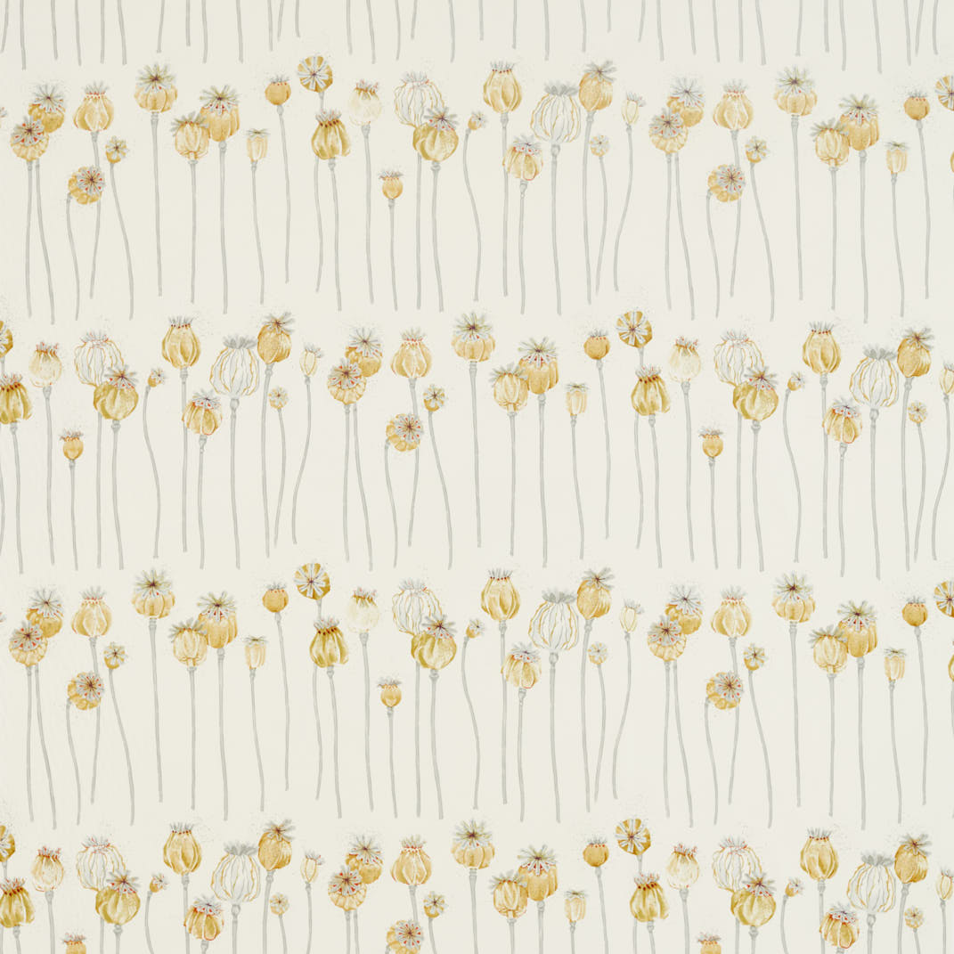 Poppy Pods Sienna/Dove Fabric by Sanderson