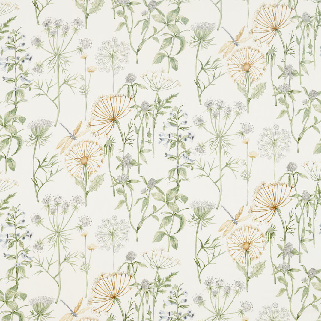 Wild Angelica Silver/Spring Leaf Fabric by Sanderson