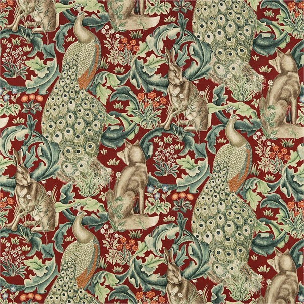 Forest Red Fabric by William Morris & Co.