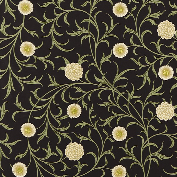 Scroll Black/Thyme Fabric by William Morris & Co.