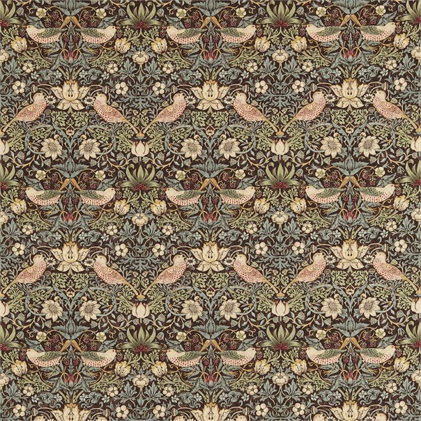 Strawberry Thief Chocolate/Slate Fabric by William Morris & Co.