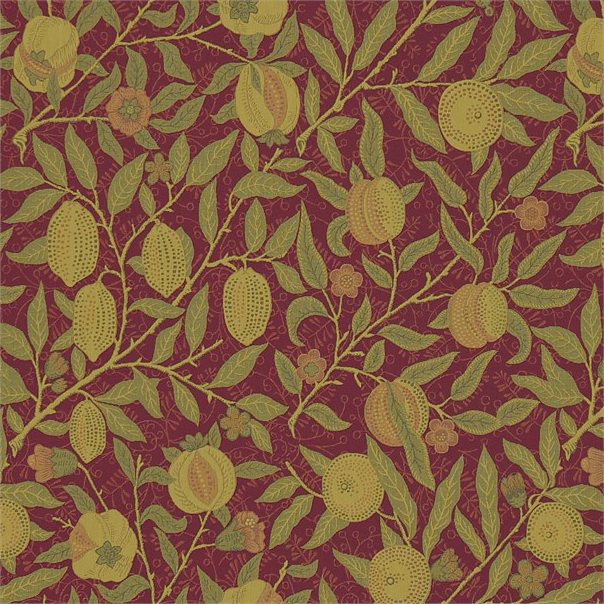 Fruit Crimson/Thyme Fabric by William Morris & Co.