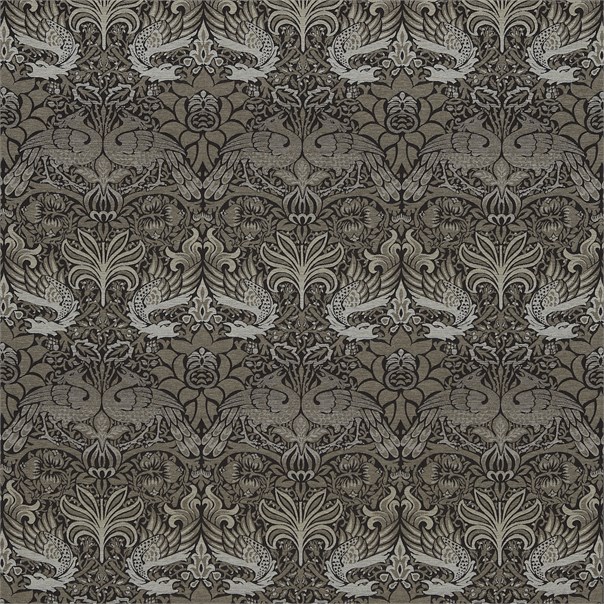 Peacock & Dragon Black/Bullrush Fabric by William Morris & Co.