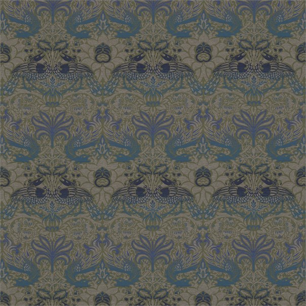 Peacock & Dragon Moss/Prussian Blue Fabric by William Morris & Co.