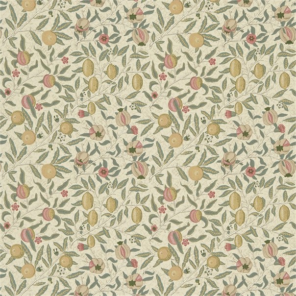 Fruit Ivory/Teal Fabric by William Morris & Co.