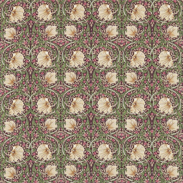 Pimpernel Aubergine/Olive Fabric by William Morris & Co.