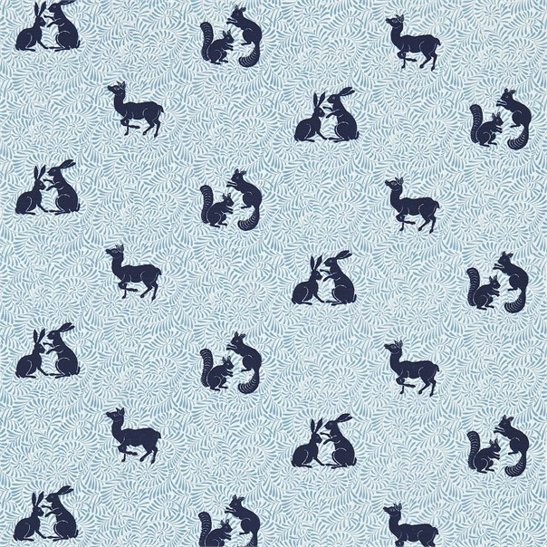 Woodland Animal Indigo Fabric by William Morris & Co.