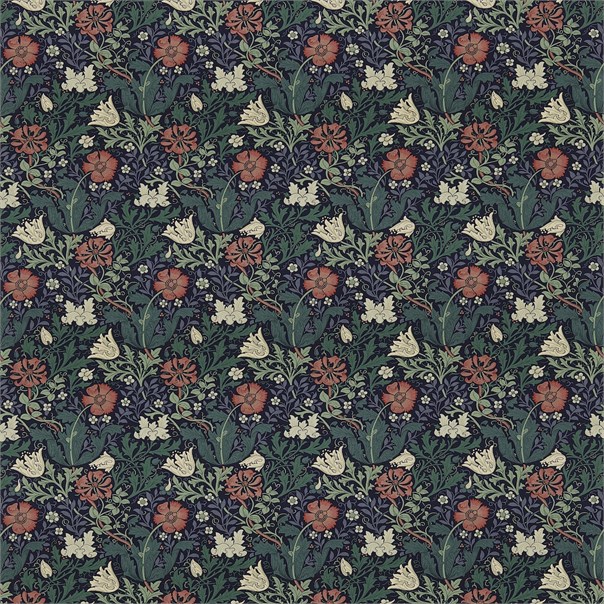 Compton Indigo/Green Fabric by William Morris & Co.