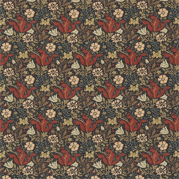 Compton Faded Terracotta/Multi Fabric by William Morris & Co.