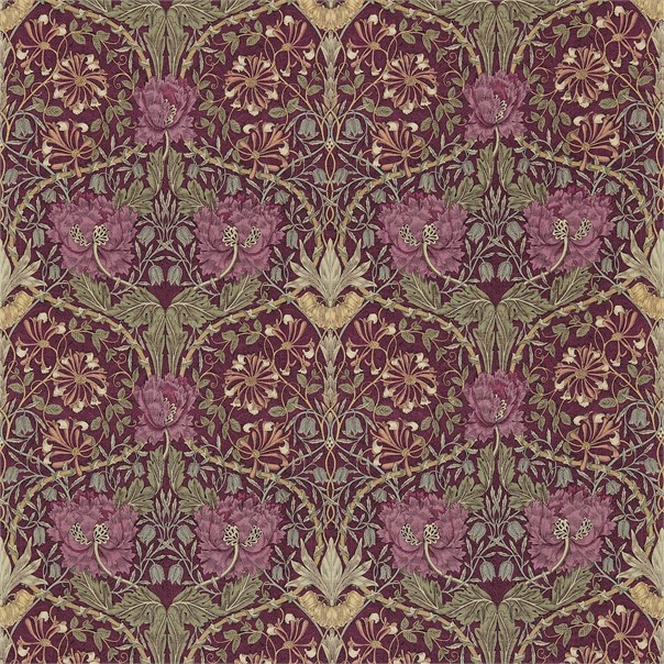 Honeysuckle & Tulip Wine/Bayleaf Fabric by William Morris & Co.
