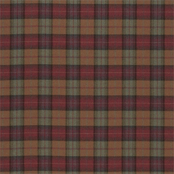 Woodford Plaid Brick/Wine Fabric by William Morris & Co.