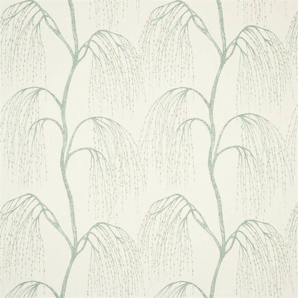 Willow Aqua Gold and White Fabric by Harlequin