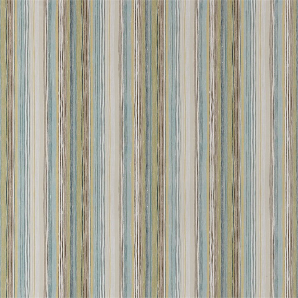 Cassia Aqua Lime Coffee and Neutrals Fabric by Harlequin