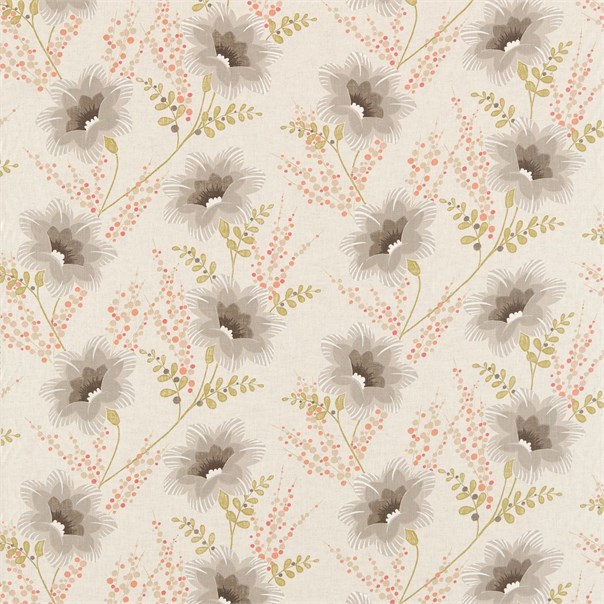 Constance Neutral Stone and Coral Fabric by Harlequin