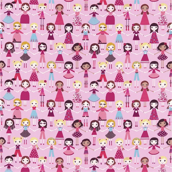 Best Of Friends Pink Multi Fabric by Harlequin