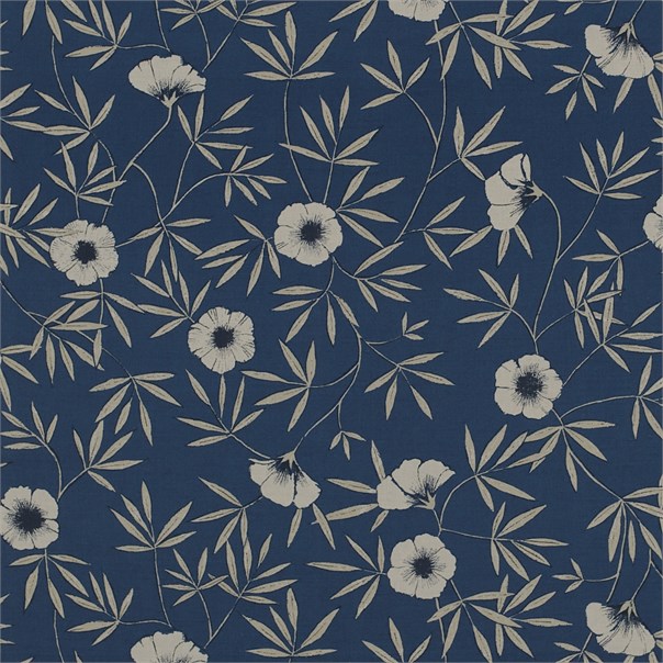 Apella Ink Blue/Linen Fabric by Harlequin