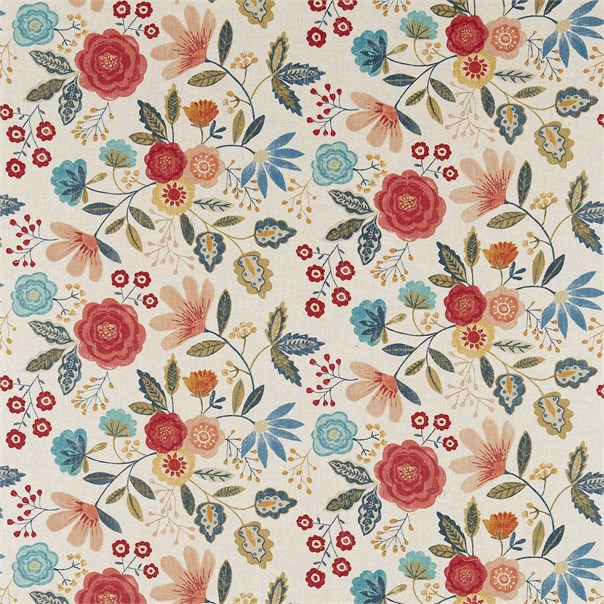 Caspia Coral/Indigo Fabric by Harlequin
