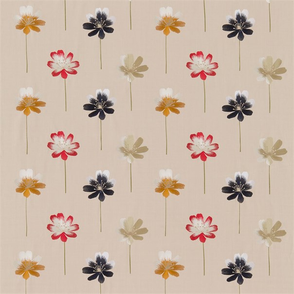 Flora Neutral Mustard and Indigo Fabric by Harlequin