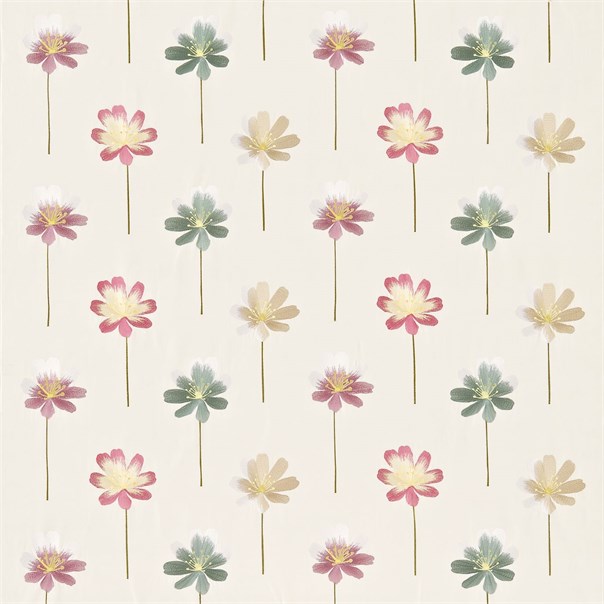 Flora Neutral Lilac Teal and Pink Fabric by Harlequin