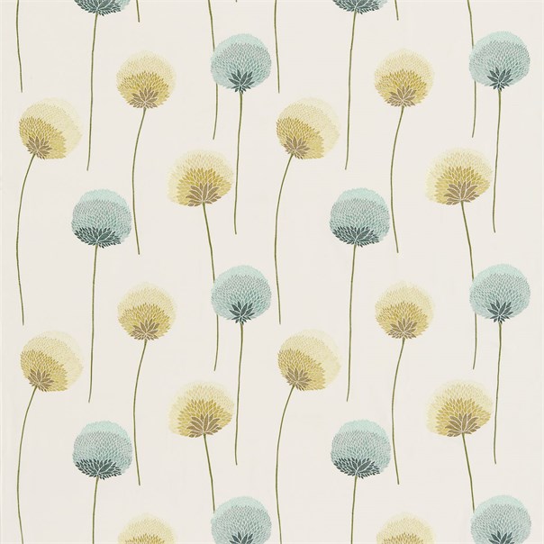 Allium White Teal and Chartreuse Fabric by Harlequin