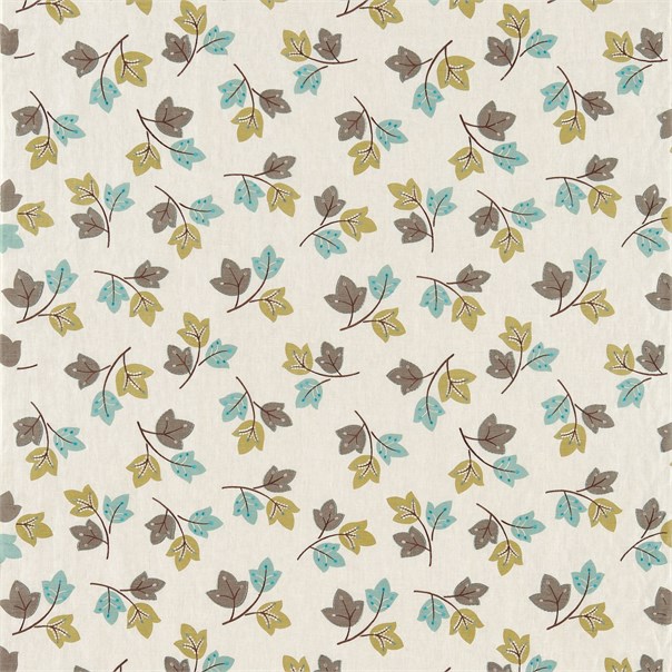 Sylvia Neutral Chocolate Teal and Olive Fabric by Harlequin