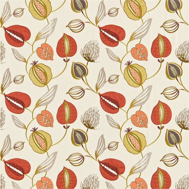 Tembok Linen Russet Apricot Lime Fabric by Harlequin