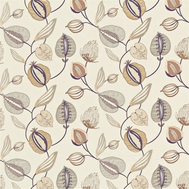 Tembok Linen Champagne Silver Bilberry Fabric by Harlequin