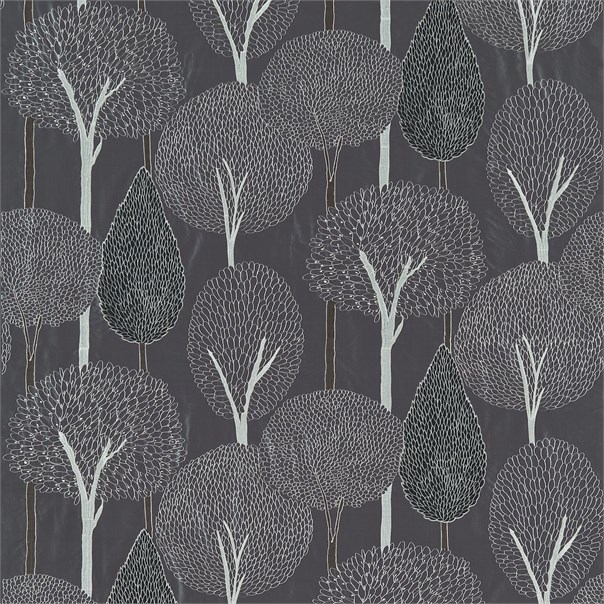 Silhouette Graphite Silver Black Fabric by Harlequin