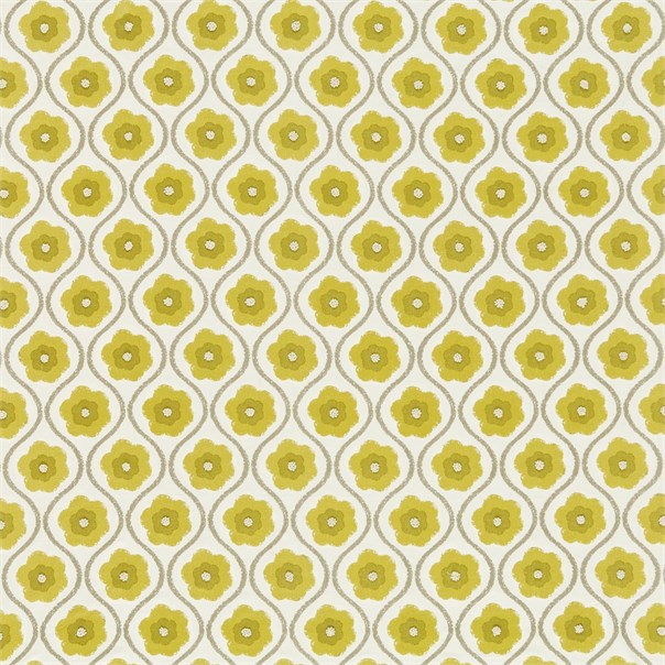 Sira Chartreuse Neutral Linen Fabric by Harlequin