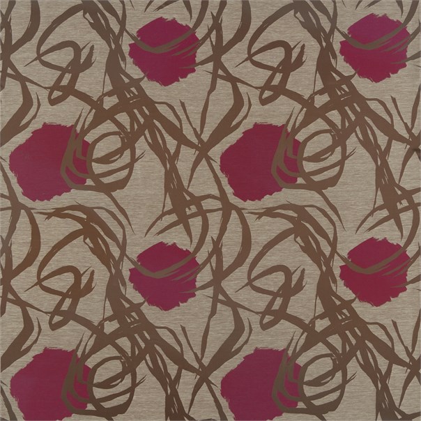 Soleil Crimson Chocolate Neutral Fabric by Harlequin