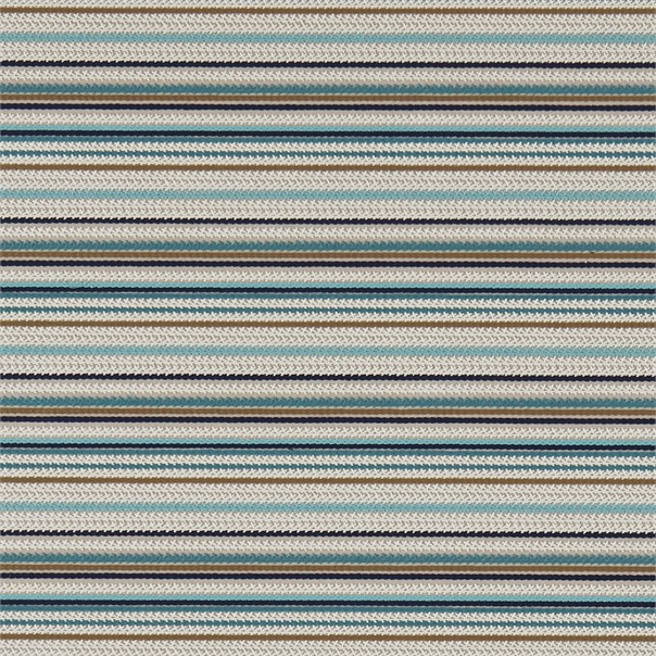 Crochet Stripe Indigo/Ochre/Linen Fabric by Harlequin